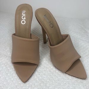New! Tan pointy open toe heels